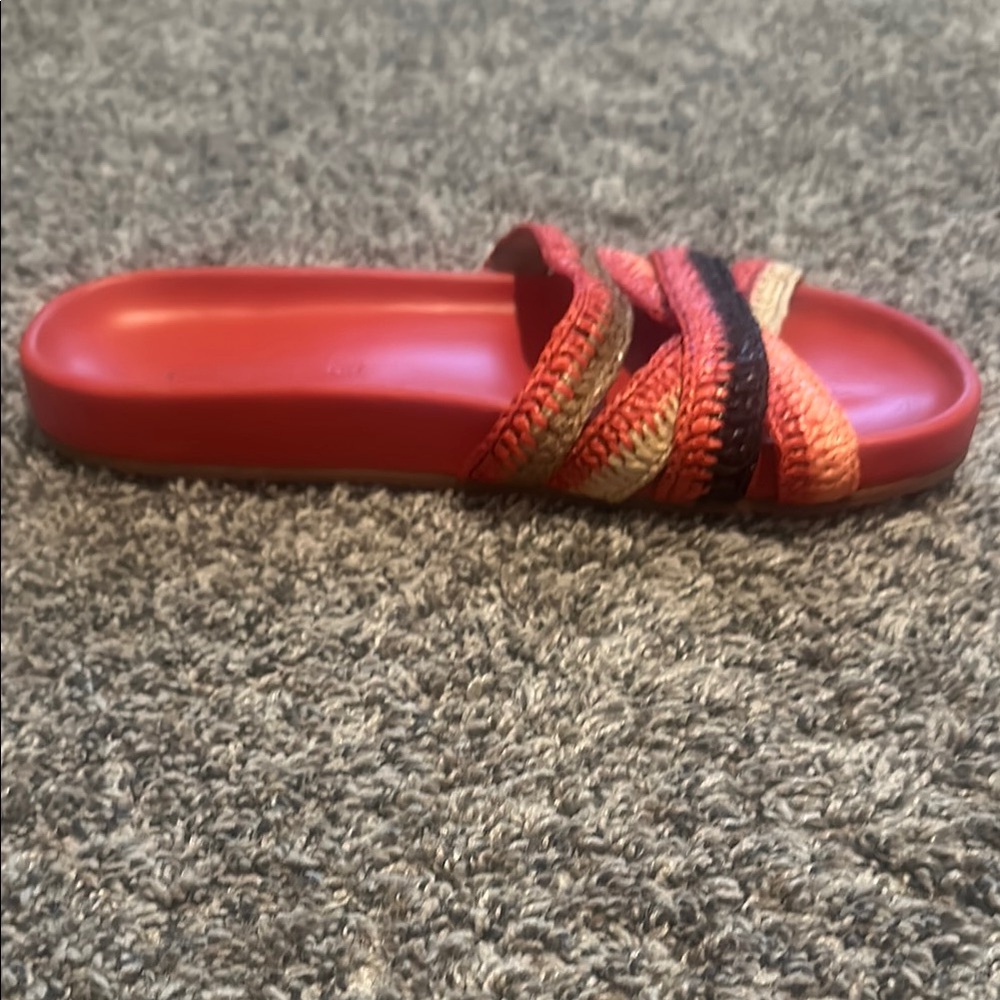 Ulla Johnson Stylish Red Slide Sandals - Picture 2 of 7